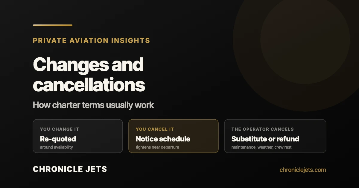 Private aviation changes and cancellations policy infographic