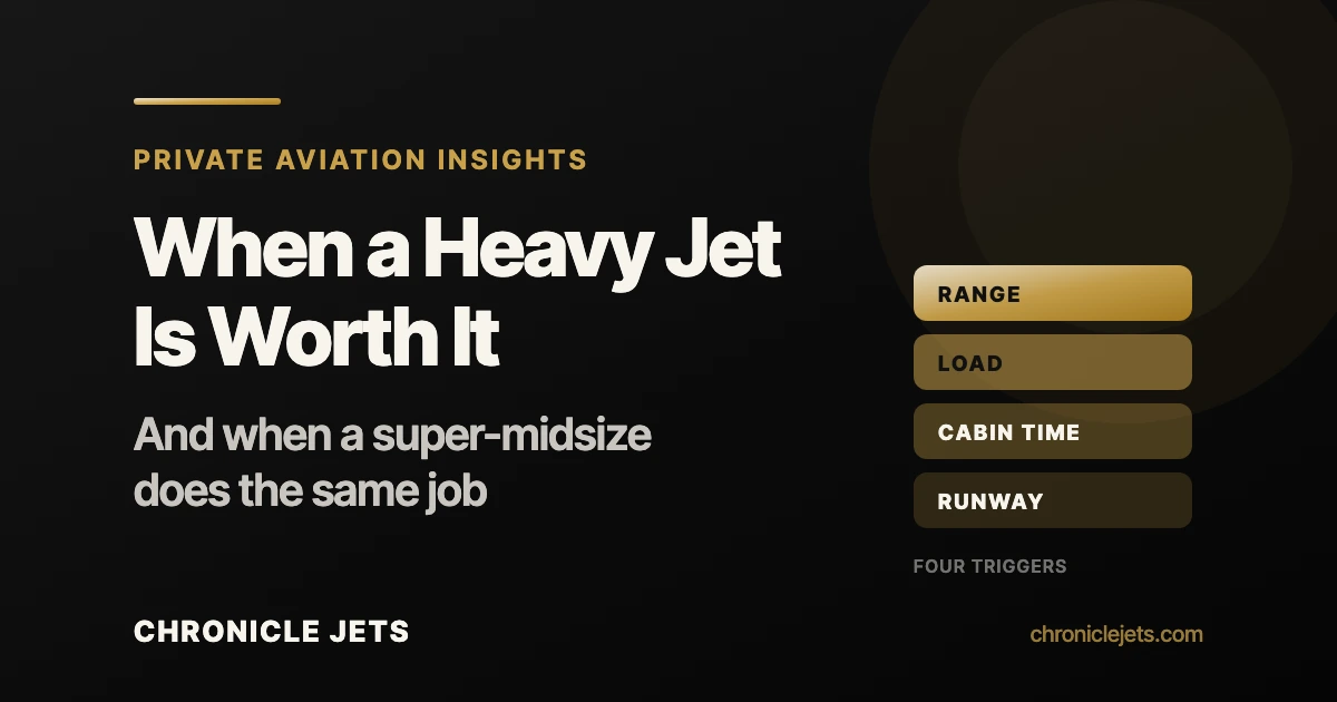 Private aviation graphic comparing heavy jets and super-midsize jets